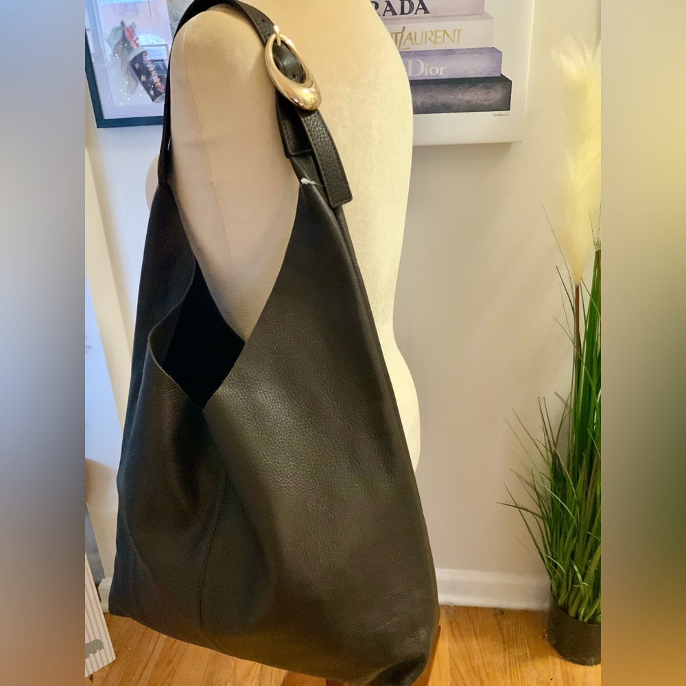 ANTHROPOLOGIE LEATHER SLOUCHY SHOULDER BAG & POUCH CHOCOLATE NWT - Picture 3 of 11